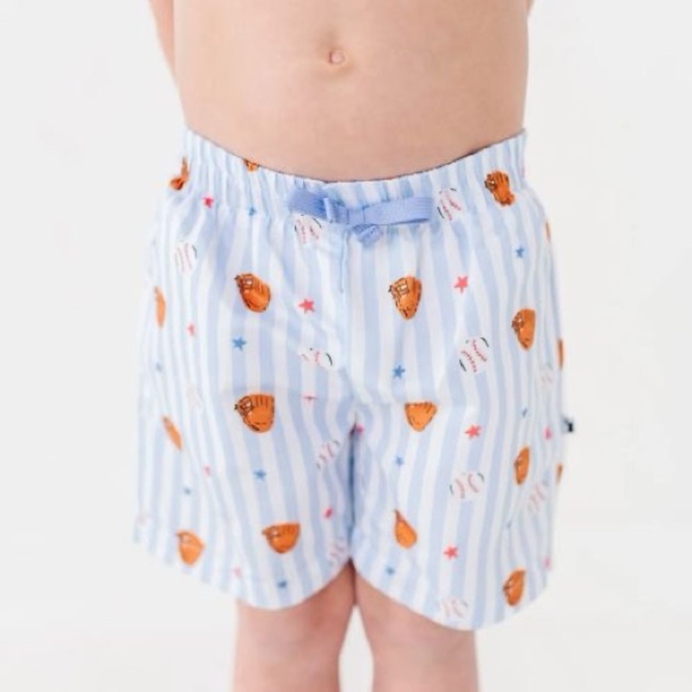 Kiki + Lulu Stripe Baseball Swim Trunks Swimsuit 3T 4T 5-6 years